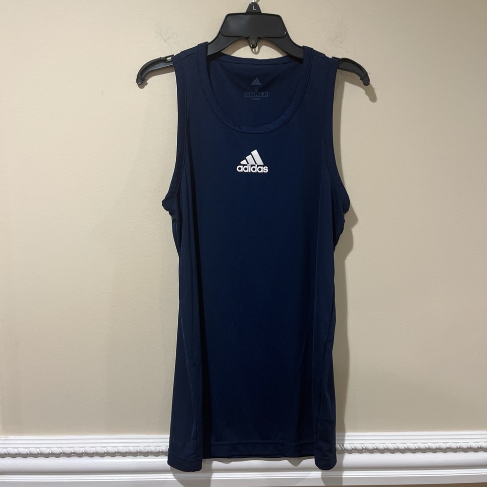 Mens Adidas Navy Blue & White Tank Top!